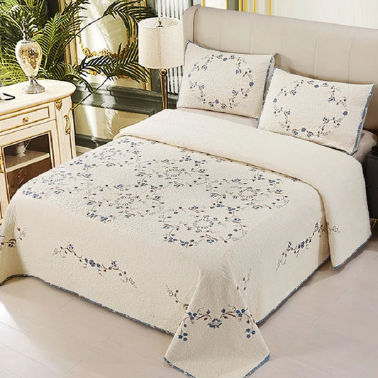 Khaki Quilted Cotton Bedspread Set