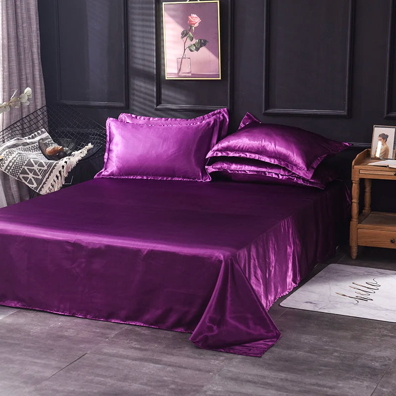 Solid Satin Bed Sheet Set