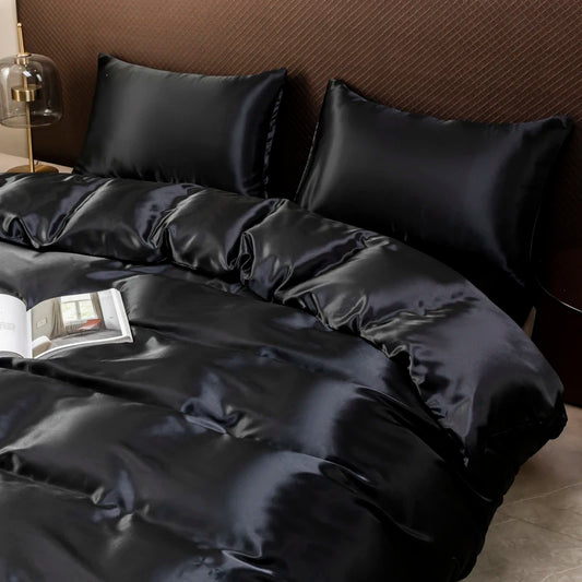 Black Ice Silk Duvet Set