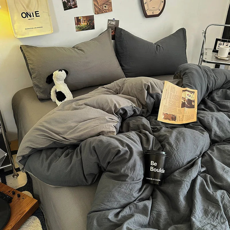 Two-Tone Washed Cotton Bedding Set
