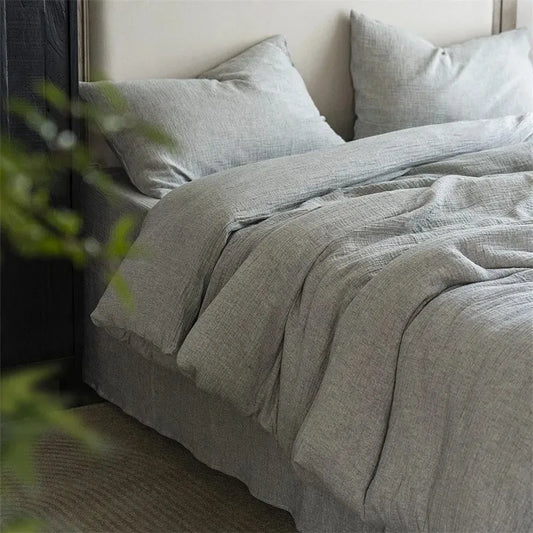 Cotton Linen Plain Bedding Set