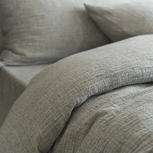 Cotton Linen Plain Bedding Set