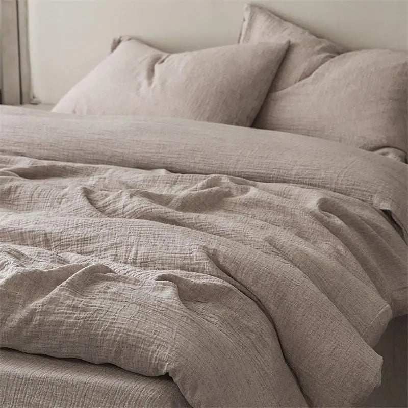 Cotton Linen Plain Bedding Set