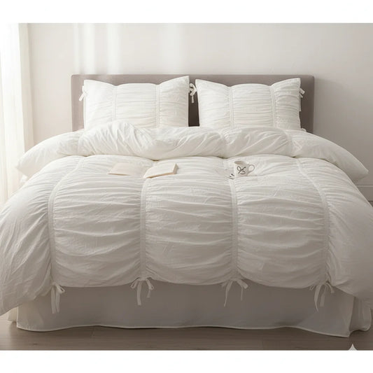 White Ruffle Cotton Duvet Set