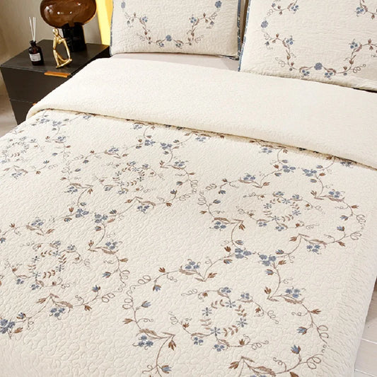 Khaki Quilted Cotton Bedspread Set