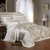 Silver Gold Jacquard Silk Bedding Set