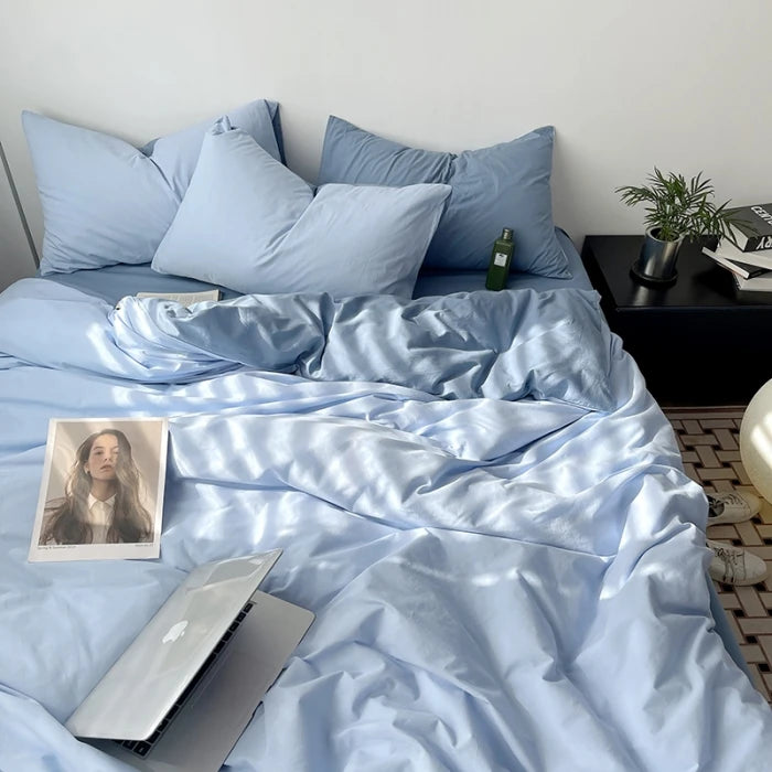 Solid Washed Cotton Bedding Set