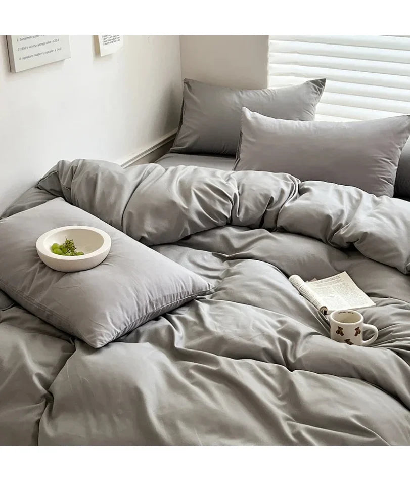Solid Cotton Linen Bedding Set