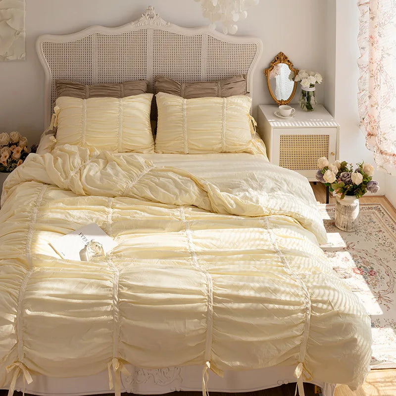 White Ruffle Cotton Duvet Set
