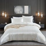 Ivory Striped Satin Duvet Set
