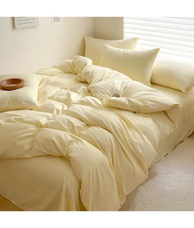 Solid Cotton Linen Bedding Set