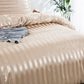 Khaki Striped Satin Duvet Set