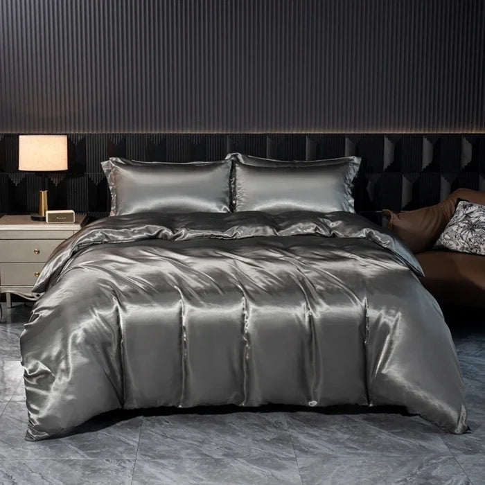 Solid Silk Satin Bedding Set