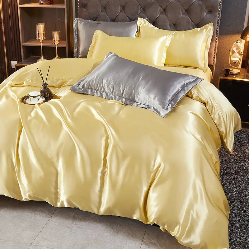 White Satin Rayon Duvet Cover