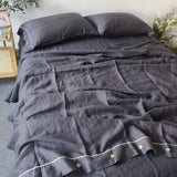 Dark Grey Linen Bedding Set