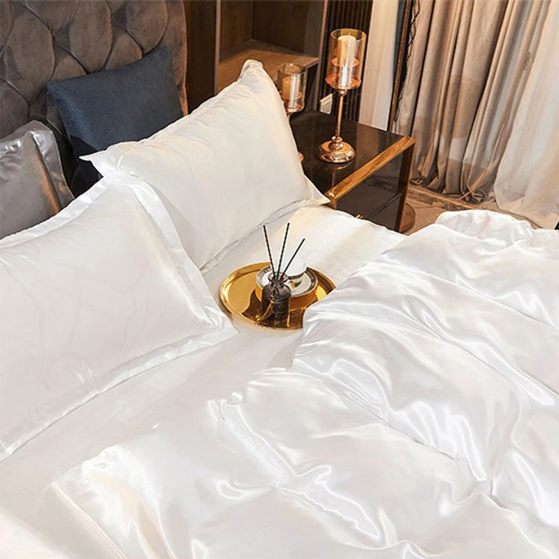 White Satin Rayon Duvet Cover