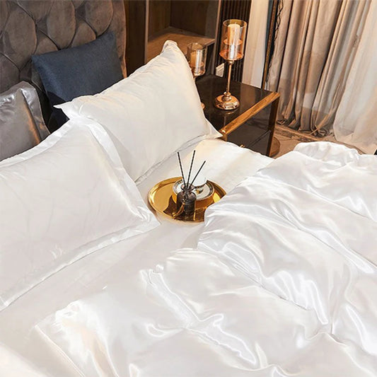 White Satin Rayon Duvet Cover