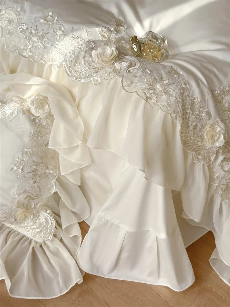 Lace Ruffle Cotton Bedding Set