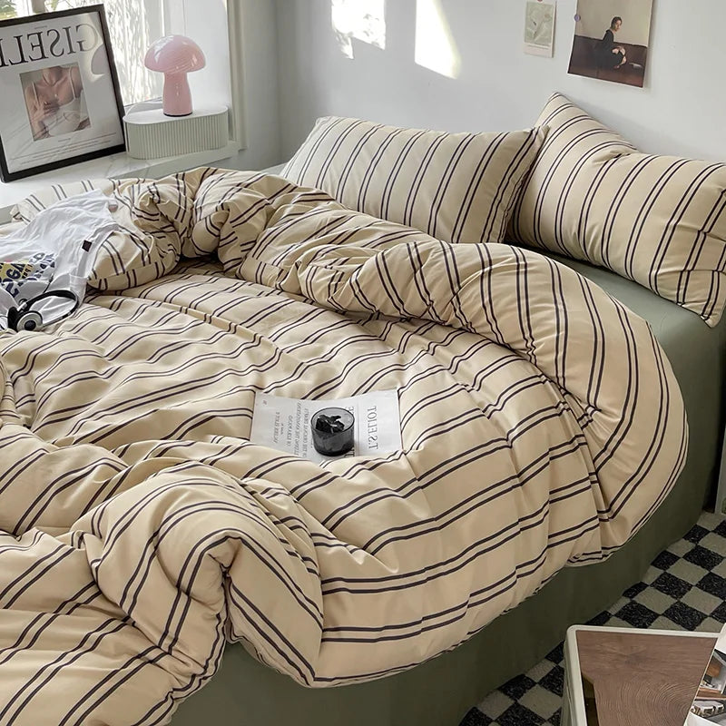 Striped Dot Linen Bedding Set