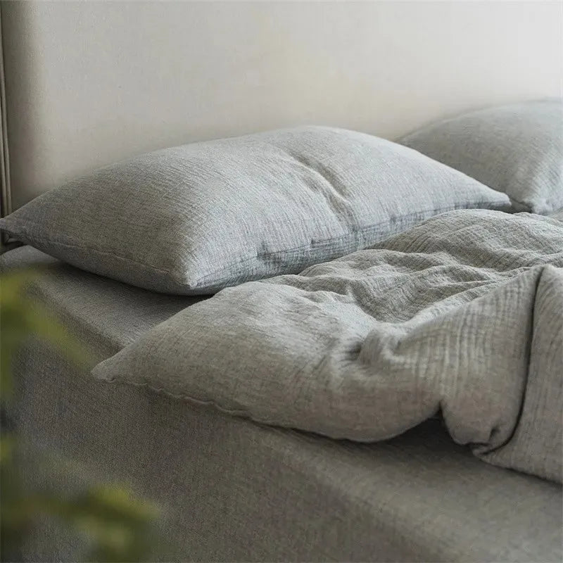Cotton Linen Plain Bedding Set