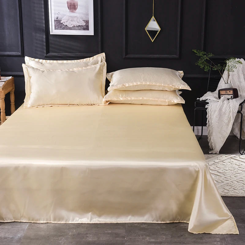 Solid Satin Bed Sheet Set