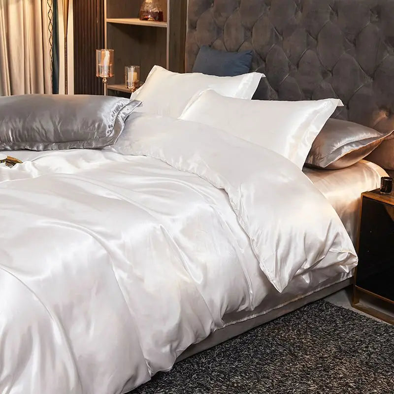 White Satin Rayon Duvet Cover