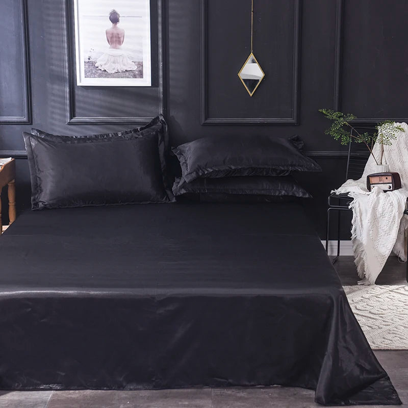 Solid Satin Bed Sheet Set