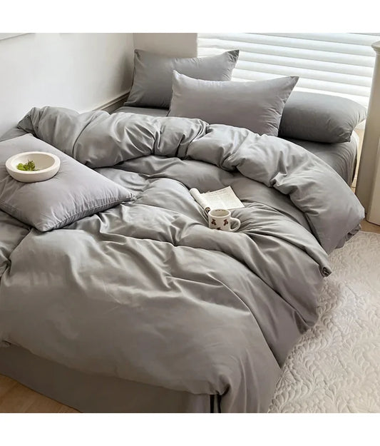 Solid Cotton Linen Bedding Set