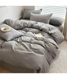 Solid Cotton Linen Bedding Set