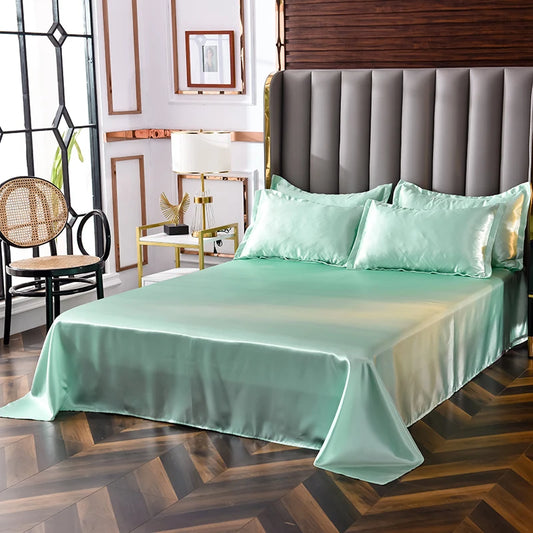 Solid Satin Bed Sheet Set