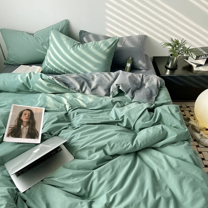 Solid Washed Cotton Bedding Set