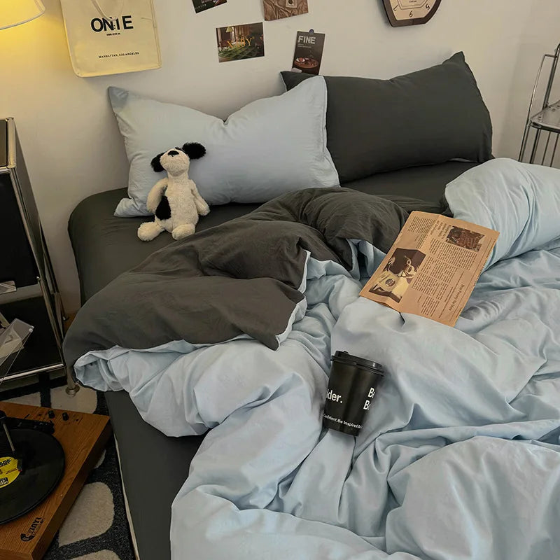 Two-Tone Washed Cotton Bedding Set