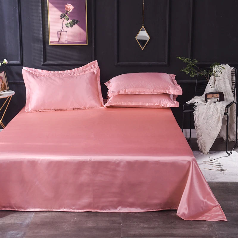 Solid Satin Bed Sheet Set