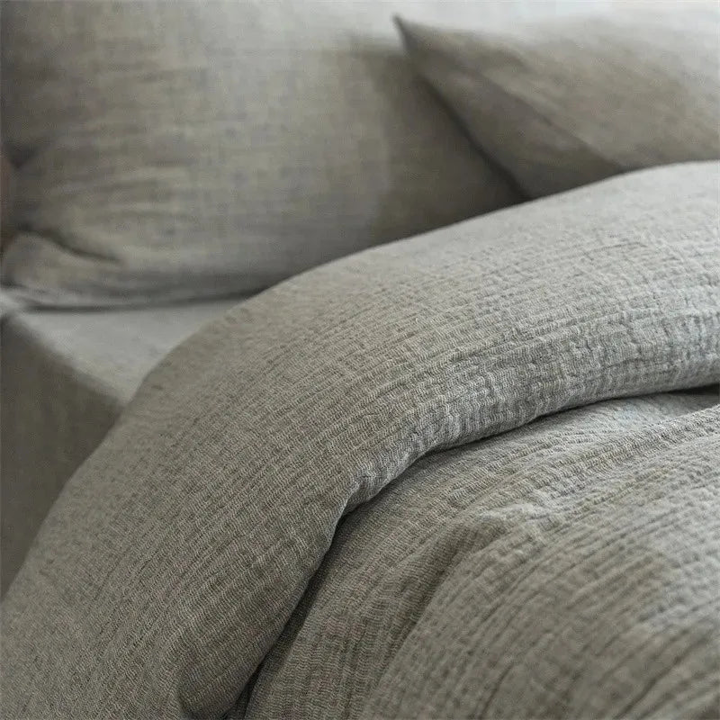 Cotton Linen Plain Bedding Set