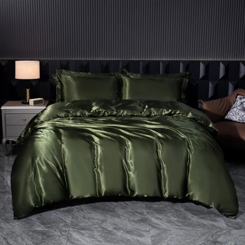 Solid Silk Satin Bedding Set