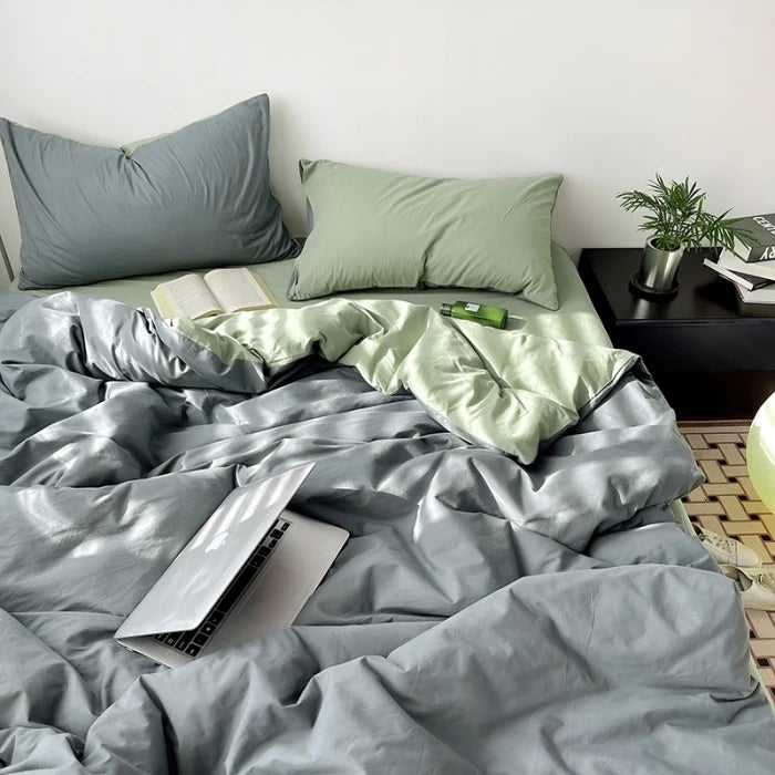 Solid Washed Cotton Bedding Set