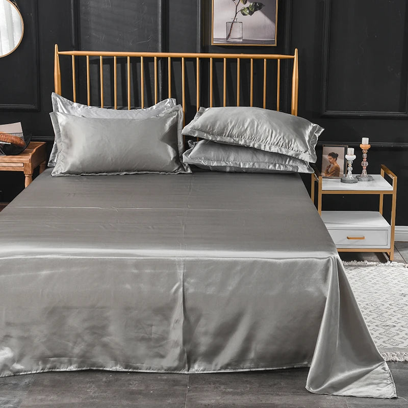 Solid Satin Bed Sheet Set