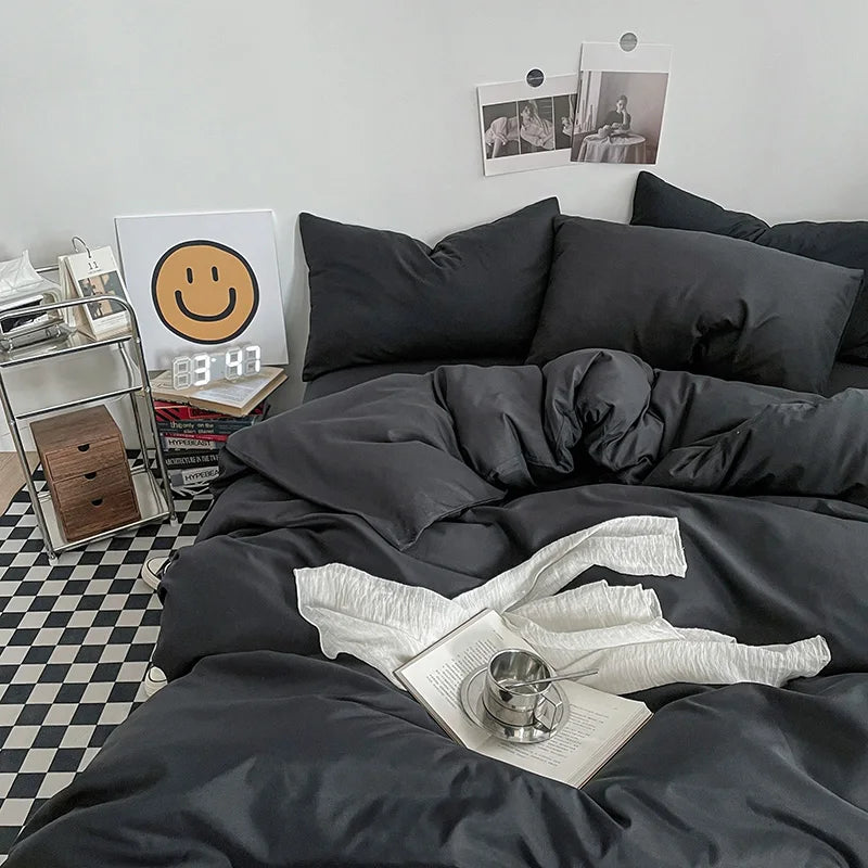 Solid Washed Cotton Bedding Set