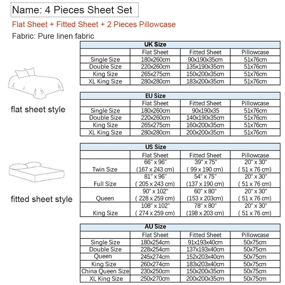 Pure Linen Deep Pocket Sheet Set