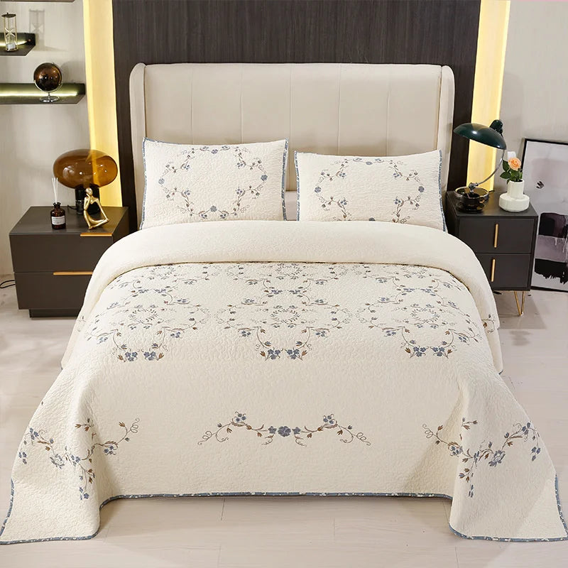 Khaki Quilted Cotton Bedspread Set
