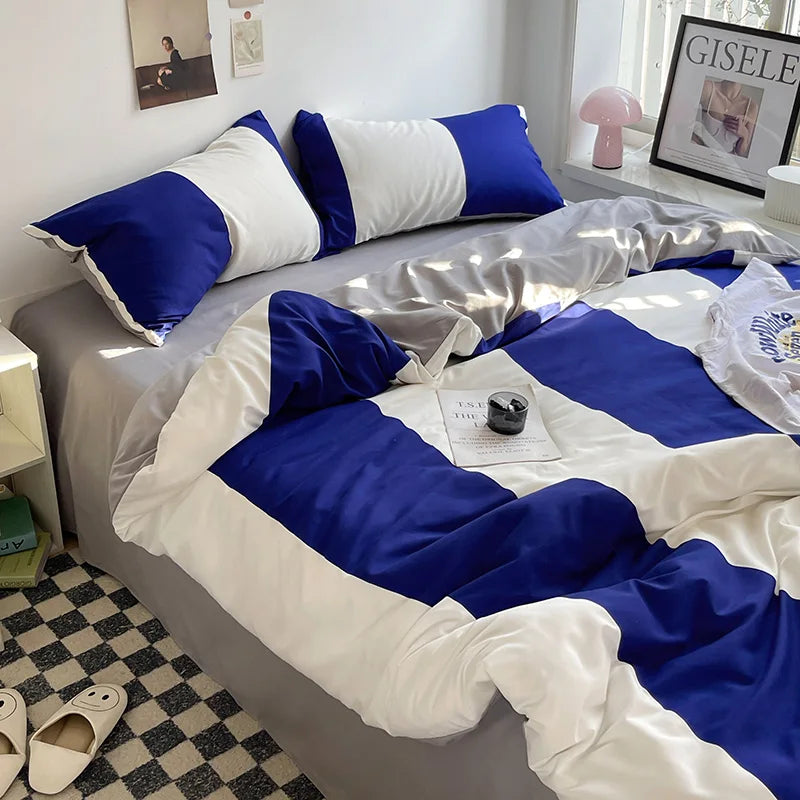 Striped Dot Linen Bedding Set