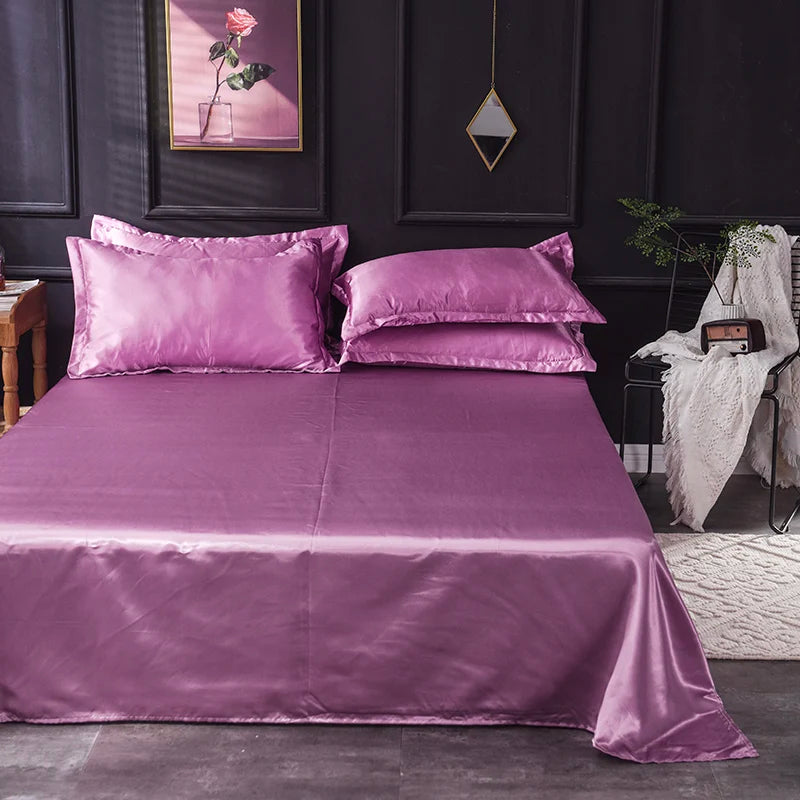 Solid Satin Bed Sheet Set