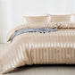 Khaki Striped Satin Duvet Set