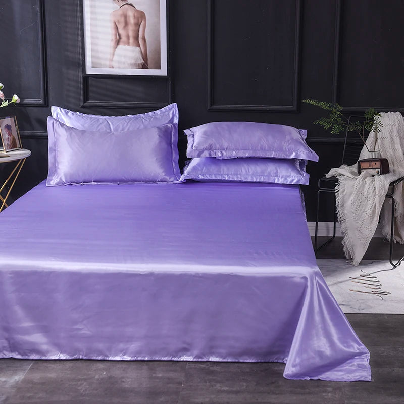 Solid Satin Bed Sheet Set