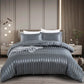 Ivory Striped Satin Duvet Set