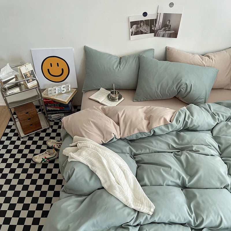 Solid Washed Cotton Bedding Set