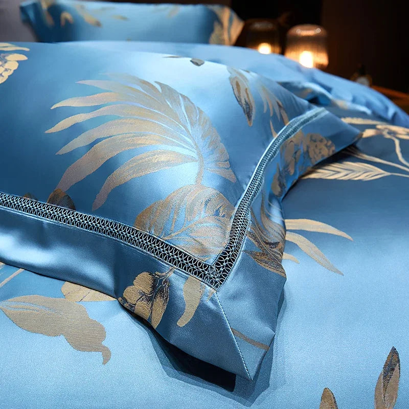 Gold Leaf Satin Jacquard Bedding Set