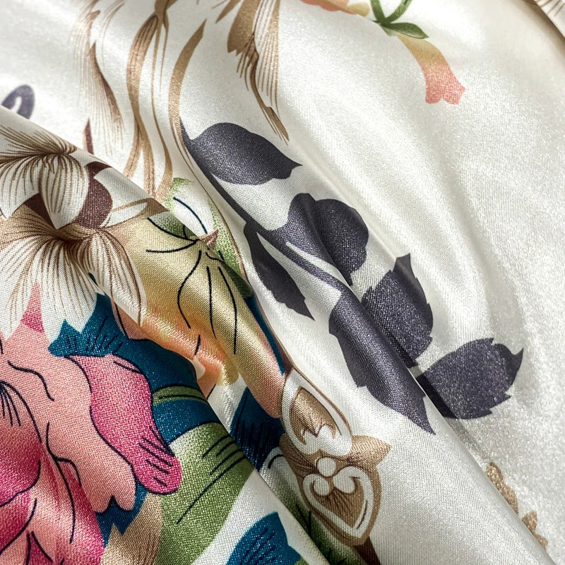 Printed Washed Silk-Style Bedding Set