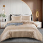 Khaki Striped Satin Duvet Set