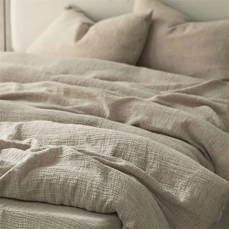 Cotton Linen Plain Bedding Set